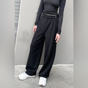 Oak + Fort Black Wide Leg Trousers - Size 16